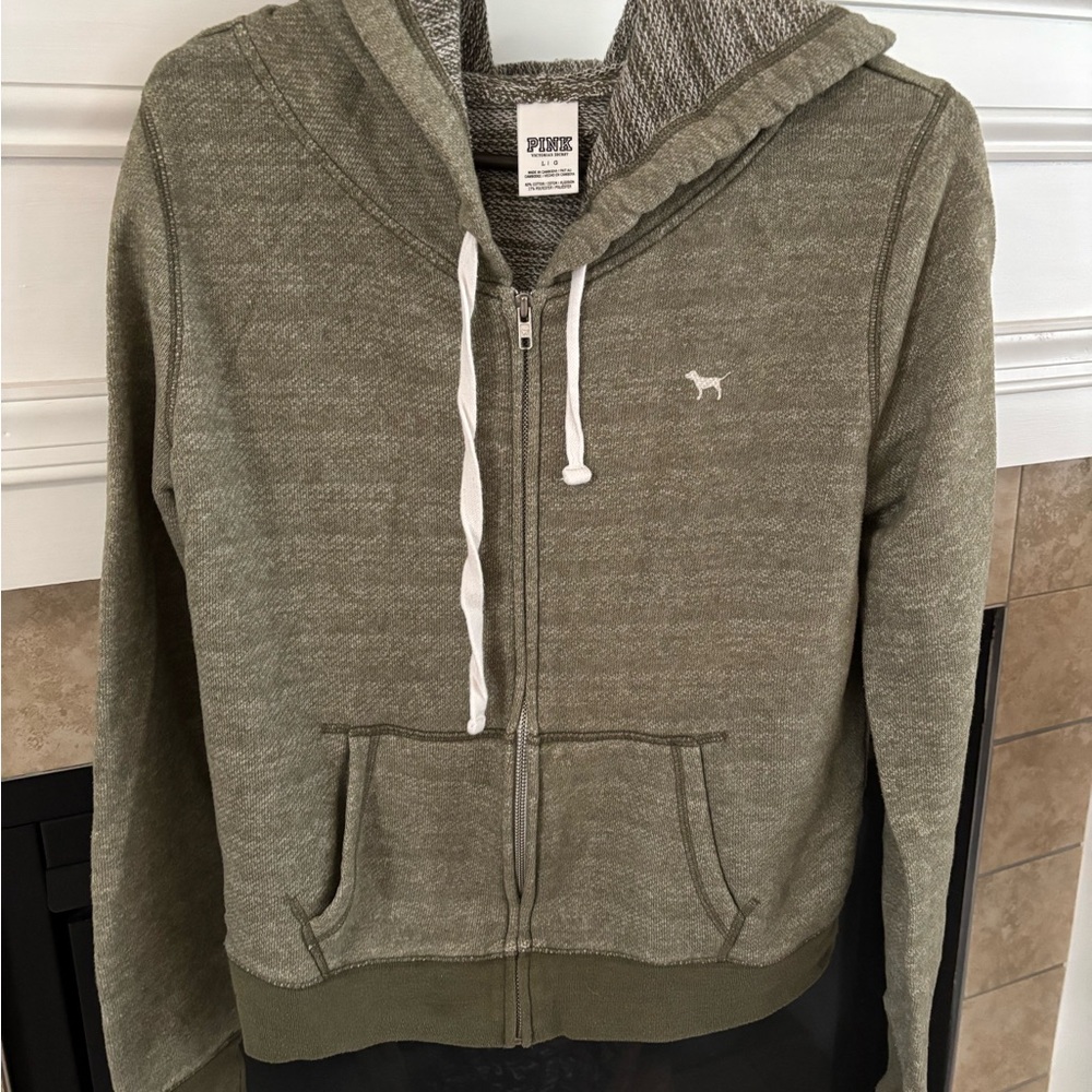PINK Victoria's Secret Olive Green Knit Hoodie